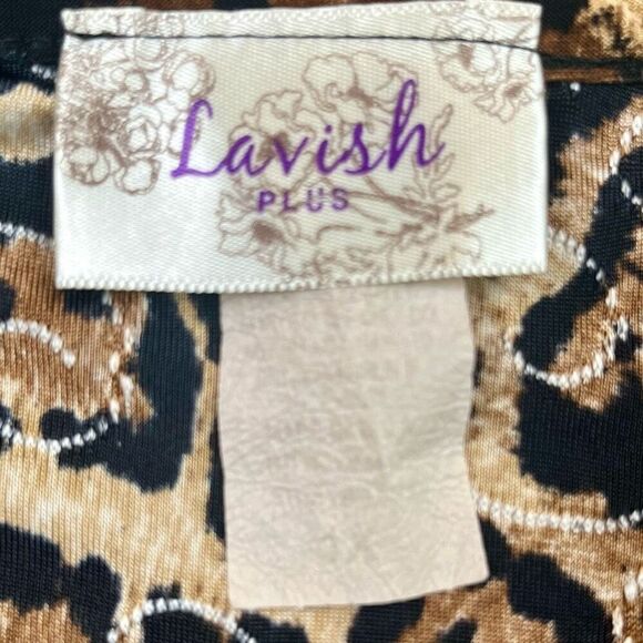 Lavish Animal Print Cheetah Sheer 3/4 Sleeve Blouse 1X - Picture 10 of 11